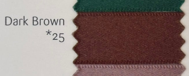 Color swatch of dark brown fabric with a label indicating the color code as 25.