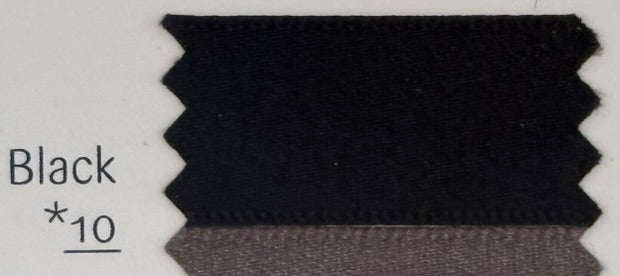 Black fabric swatch with a label indicating 'Black *10' on a white background