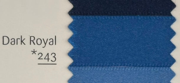 blue fabric swatch with 'Dark Royal *243' label on a white background