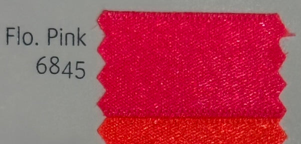 Color swatch with 'Flo. Pink' and number 6845 on a gray background